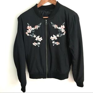 American Eagle Embroidered Floral Bomber Jacket